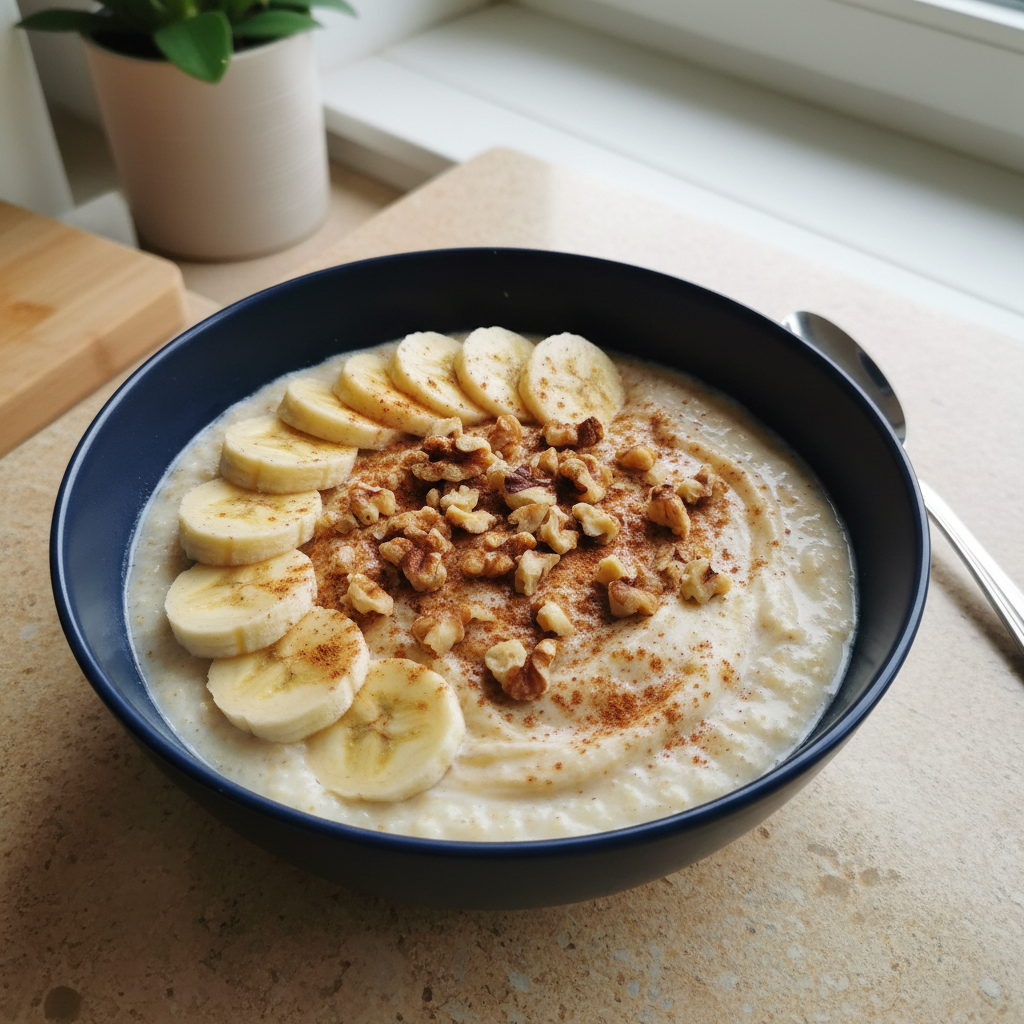 Amaranth-Porridge mit Skyr, Banane und Walnüssen