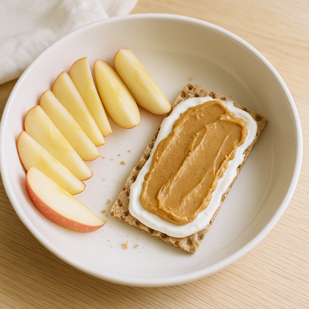 Apfel-Knäckebrot mit Skyr und Erdnussbutter