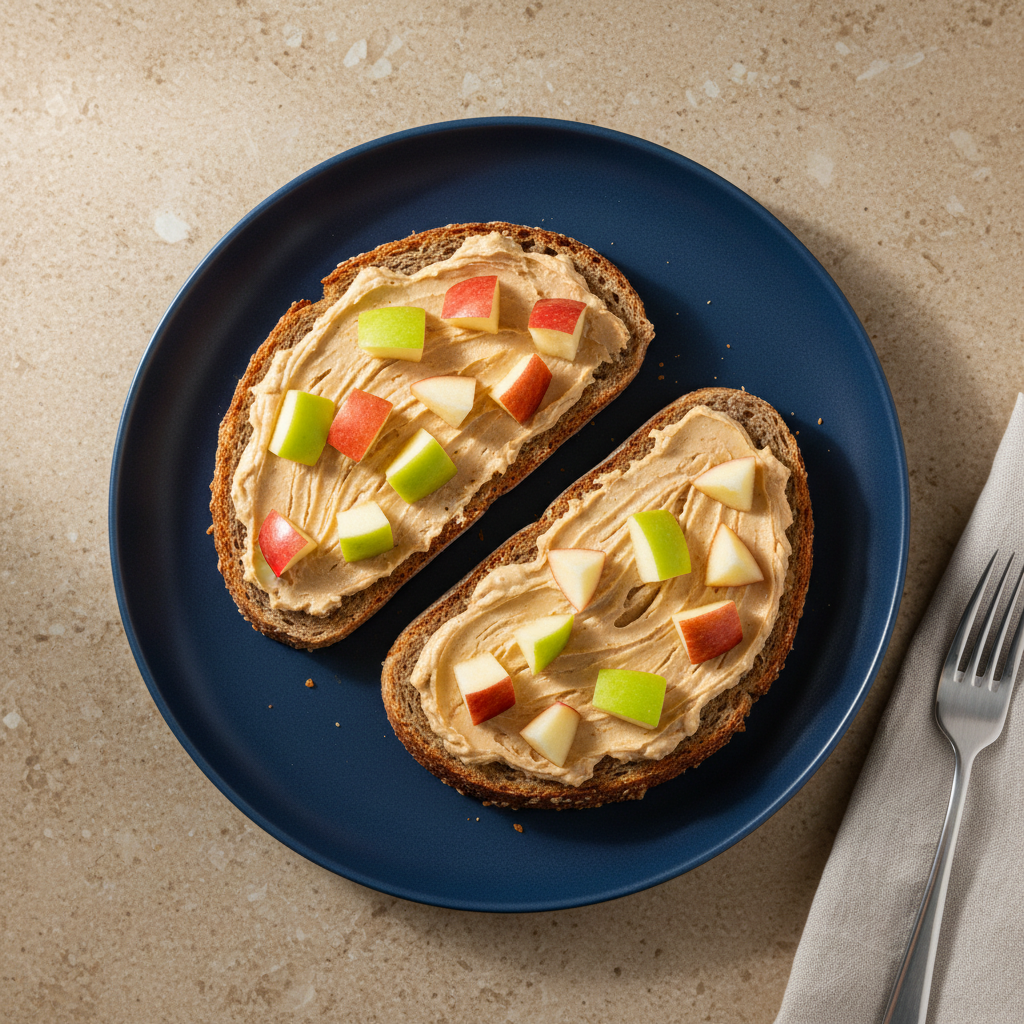 Apfel-Quark-Brot mit Erdnussmus