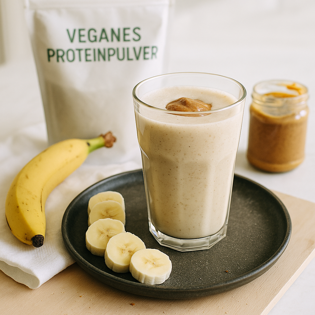 Bananen-Proteinshake mit Mandelmus