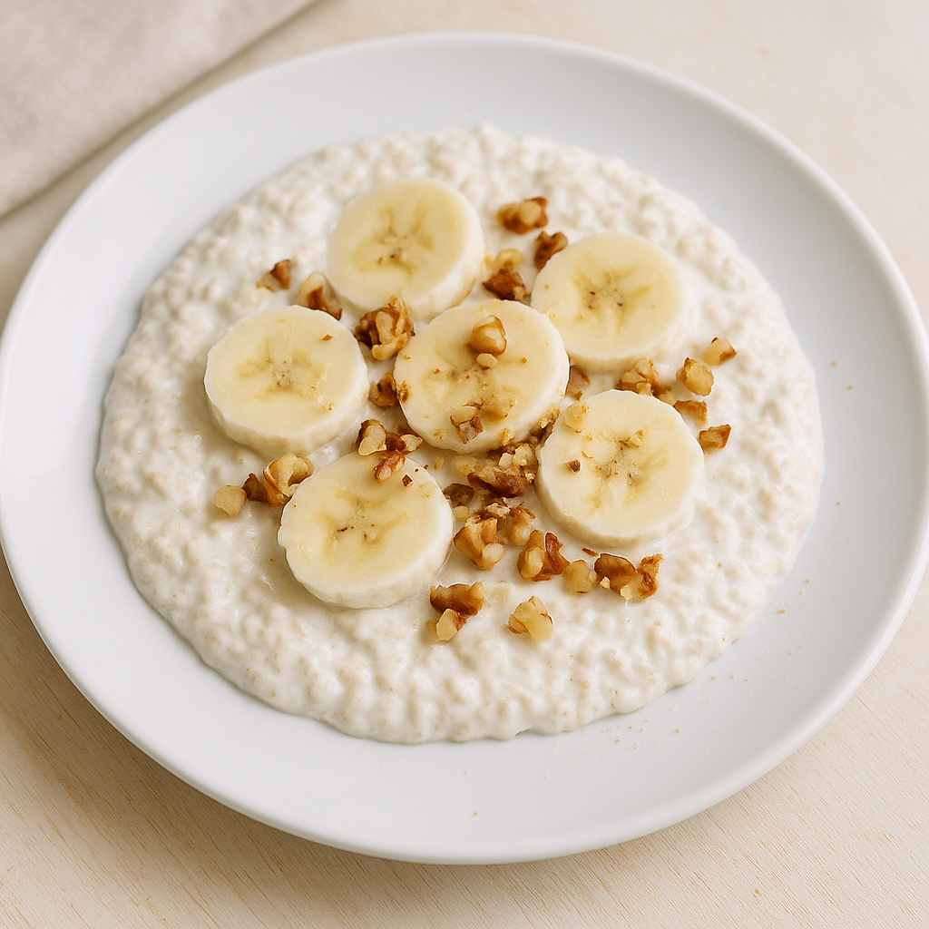 Cremige Haferflocken mit Skyr, Banane und Walnüssen