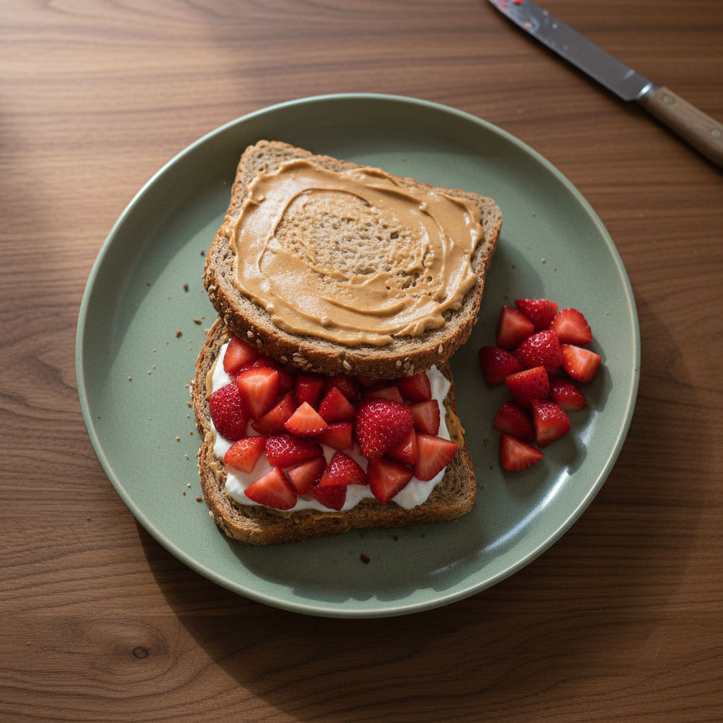Erdbeer-Skyr-Sandwich mit Mandelmus