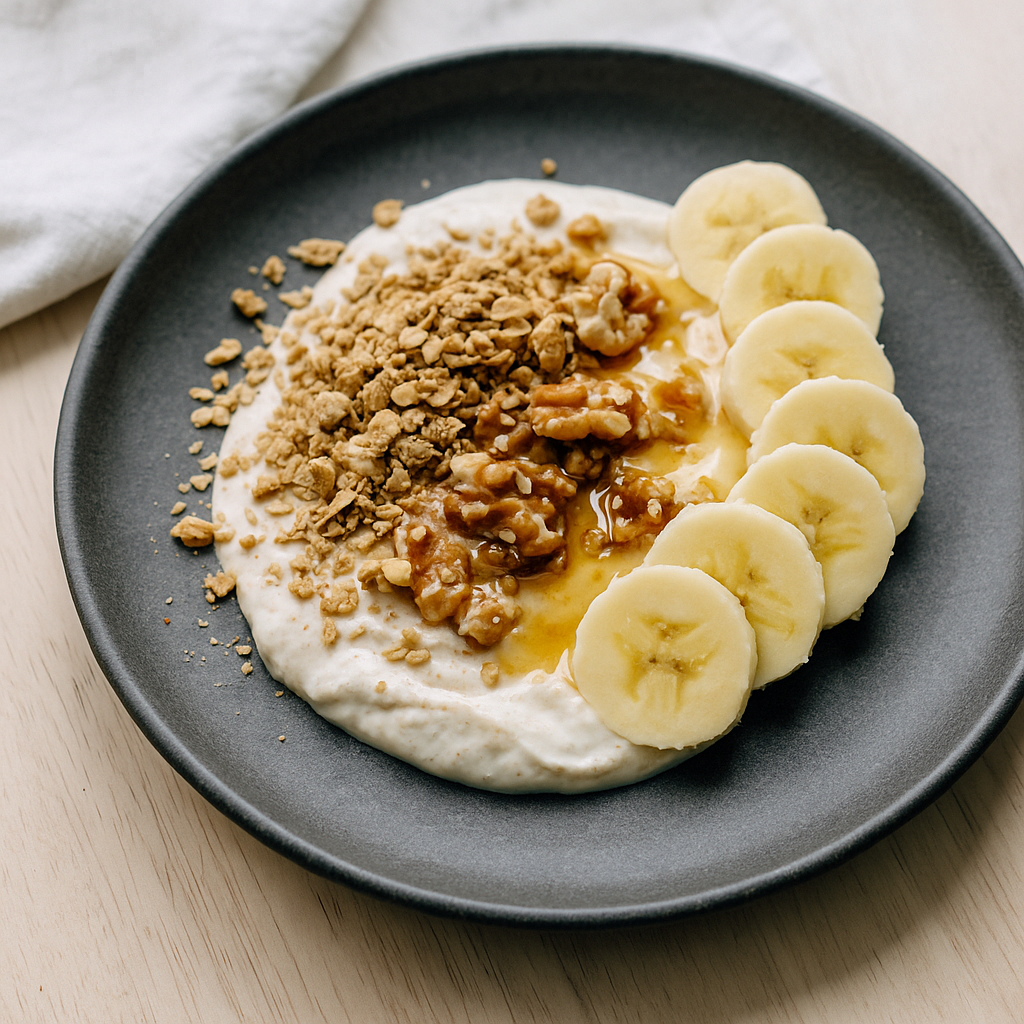 Griechischer Joghurt mit Honig, Walnüssen und Banane