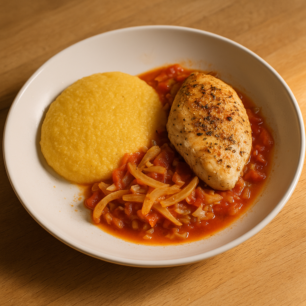 Hähnchenbrustfilet mit Zitronen-Tomaten-Fenchel und Polenta