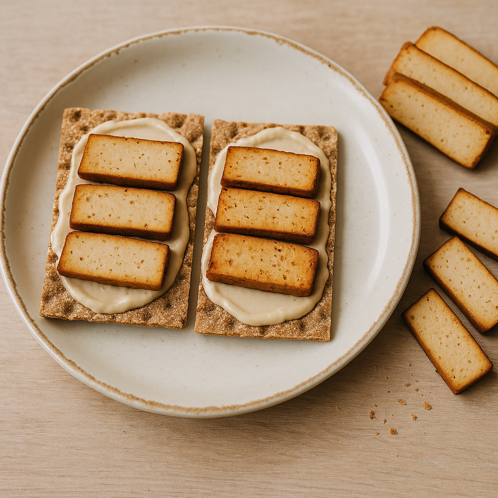 Knäckebrot mit Räuchertofu und Tahini