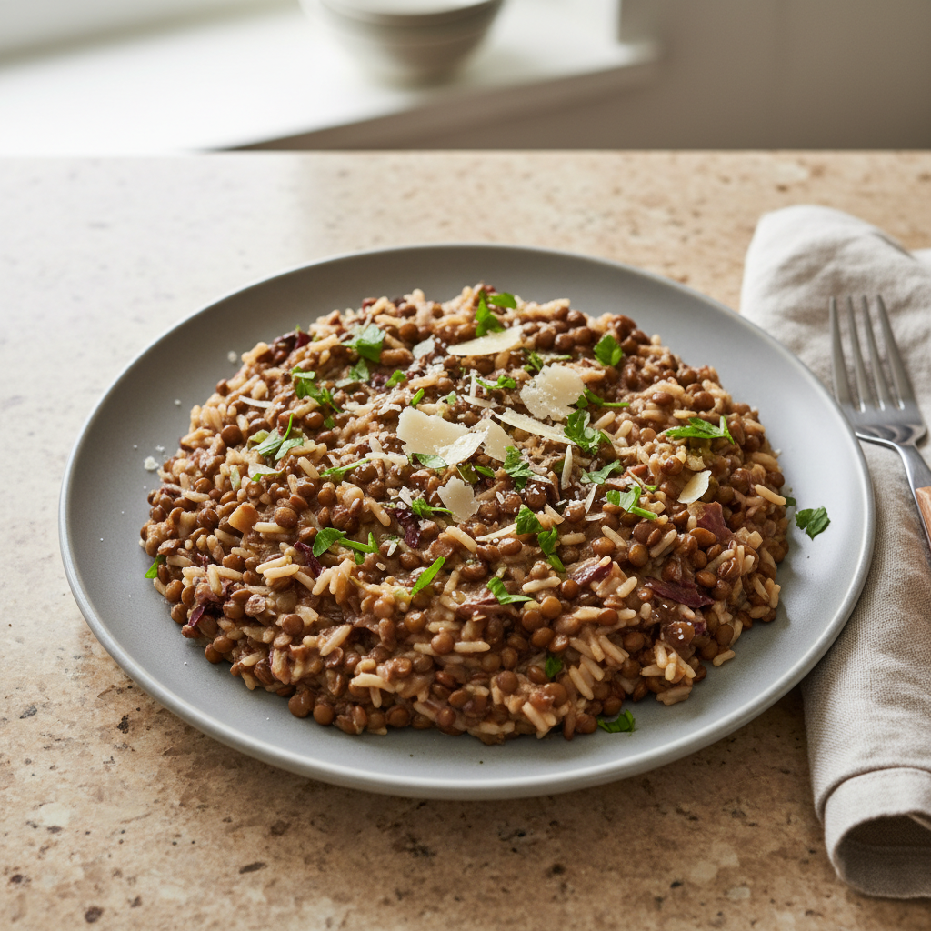 Linsen-Risotto mit Radicchio und Parmesan
